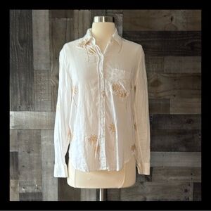 Rails Charli gold palm tree button-up shirt XSmall linen tropical resortwear